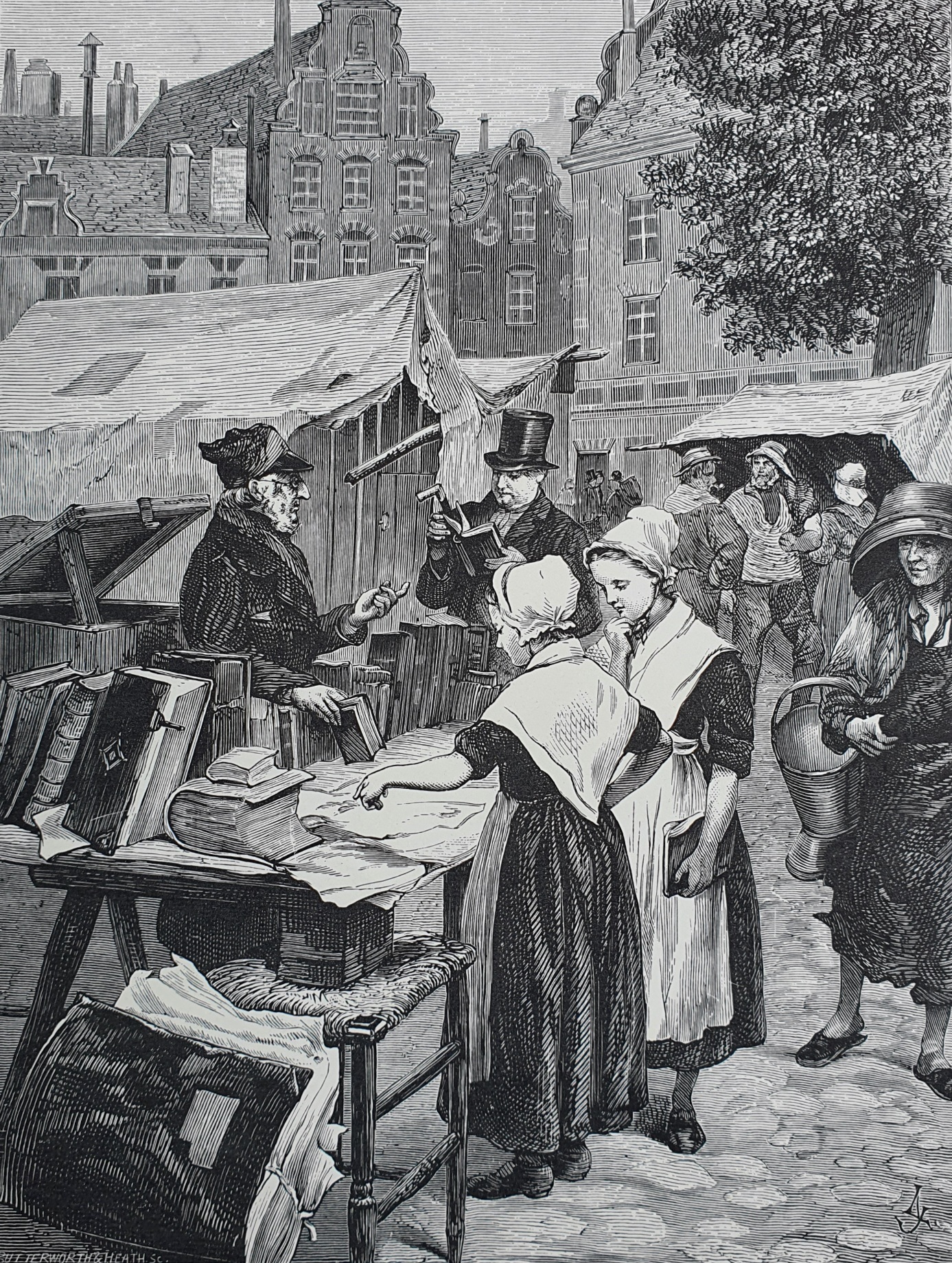 Prent Boekenmarkt Amsterdam